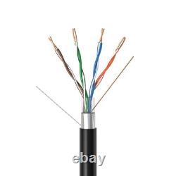 Câble FTP extérieur 500FT enterré directement CAT5e 24 AWG résistant aux UV noir EXTÉRIEUR