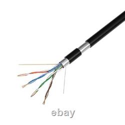Câble FTP extérieur 500FT enterré directement CAT5e 24 AWG résistant aux UV noir EXTÉRIEUR