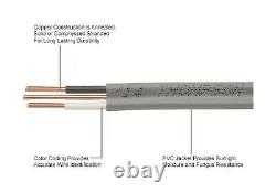 Câble UF-B 12/2, Alimentation Souterraine et Câble d'Enterrement Direct (Coupe de 150 pieds)