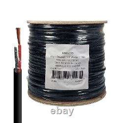 Câble audio 16/2 AWG 500ft pour haut-parleur encastré extérieur à enfouissement direct UV noir