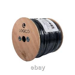 Câble audio de haut-parleur 16/2 AWG à enterrer directement en extérieur, résistant aux UV, noir 500ft