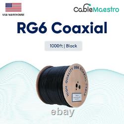 Câble coaxial RG6 extérieur pour enfouissement direct 18AWG avec double protection fil satellite noir