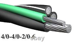 Câble d'alimentation enterré directement pour mobil-home en aluminium 80' 4/0-4/0-2/0-4, 600V.