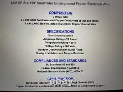 Câble d'alimentation souterrain direct enterré Southwire 150 pieds 12/2 UF-B