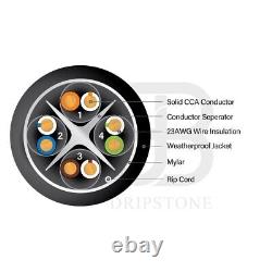 Câble d'enterrement direct extérieur Cat6 1000ft Uv 23awg fil imperméable Hdpe