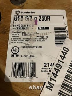 Câble de fil en cuivre de distribution souterraine direct enterré UF-B 75' 6/2 avec une section de 6 AWG