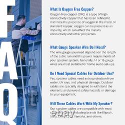 Câble de haut-parleur extérieur 250FT 16AWG en cuivre sans oxygène 4 conducteurs, enterré directement