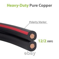 Câble de jardinage en cuivre de faible tension 12/2 pour éclairage extérieur, enfouissement direct, 12AWG