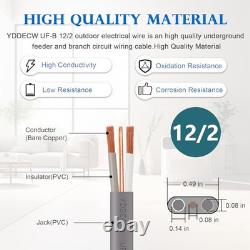 Câble électrique 12/2 UF-B 75FT 100% cuivre pur 12AWG 2 pour enterré direct