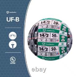 Câble électrique extérieur 50 pi. 14/2 CU UF-B avec notation pour enfouissement direct en milieu humide