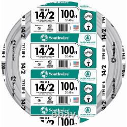 Câble électrique extérieur enterré direct humide classé 100 pieds 14/2 CU UF-B WithG