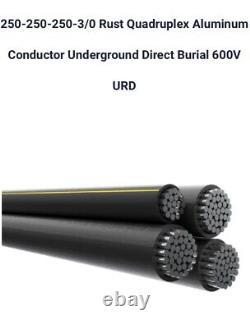 Câble en aluminium URD à enfouir direct de 43' Long 250-250-250-3/0 (250 Amp) 600V