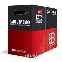Câble enfoui directement de CAT6 extérieur de 1000 pi, imperméable, fil solide 23AWG, Dripstone