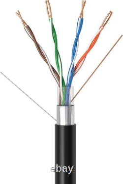 Câble extérieur Cat5E FTP blindé de 1000 pieds, 24 AWG, résistant aux UV, en cuivre, enterrable directement