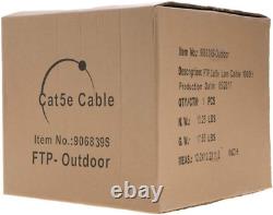 Câble extérieur Cat5E FTP blindé résistant aux UV de 1000 pieds, 24 AWG en cuivre, à enfouir directement.