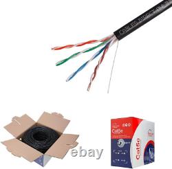 Câble extérieur Cat5E UTP de 1000 pieds, enterré directement, 24 AWG, résistant aux UV, non blindé.