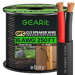 Câble haut-parleur GearIT 16/2 de 250 pieds, calibre 16 AWG, extérieur, enfouissement direct dans le mur