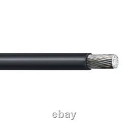 Câble noir 175' 2 AWG en aluminium XLP USE-2 RHH RHW-2 pour enfouissement direct 600V