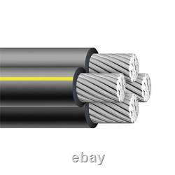 Câble quadruplex URD en aluminium 2-2-2-4 Dyke pour enfouissement direct 115 A, 500FT - Noir