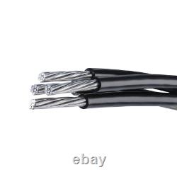 Câble quadruplex secondaire enterré direct en aluminium URD Dyke 2-2-2-4 de 100 pieds