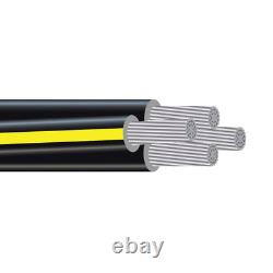 Câble quadruplex secondaire enterré direct en aluminium URD Dyke 2-2-2-4 de 100 pieds