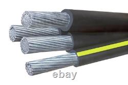 Câble quadruplex secondaire enterré direct en aluminium URD Dyke 2-2-2-4 de 100 pieds