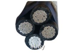 Câble quadruplex secondaire enterré direct en aluminium URD Dyke 2-2-2-4 de 100 pieds