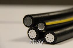 Câble quadruplex secondaire enterré directement en aluminium URD Dyke 2-2-2-4 de 100 pieds