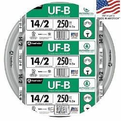 Electrical Cable Wire Outdoor Direct Burial Wet Rated 250 Ft 14 2 Cu Uf B W G
