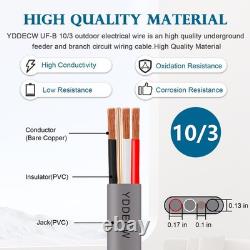 Fil UF-B 10/3 50FT 100% Cuivre Pur 10AWG 3 Connecteurs Enterré Directement Électrique