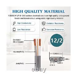 Fil UF-B 12/2 150FT 100% Cuivre Pur 12AWG 2 Câble Électrique pour Enterrement Direct