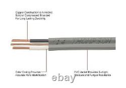 Fil UF-B 12/2, câble d'alimentation souterrain et de terre directe (coupe de 200 pieds)