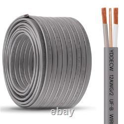 Fil UF-B 12/2 de 100 pieds en cuivre pur à 100 % 12 AWG 2 Câble électrique pour enfouissement direct