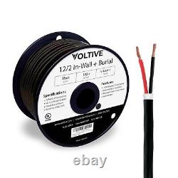 Fil de haut-parleur 12/2 12 AWG OFC, 30 m, certifié UL, adapté pour enterrement, noir