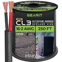 Fil de haut-parleur 16/2 (250 pieds) Calibre 16AWG Enterrement direct en extérieur dans le sol/en