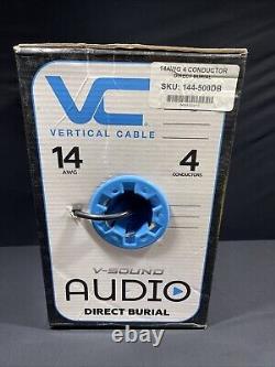 Fil de haut-parleur noir 14AWG 4C en cuivre nu à haute tresse, enterrable directement, classé UV, 500 pieds