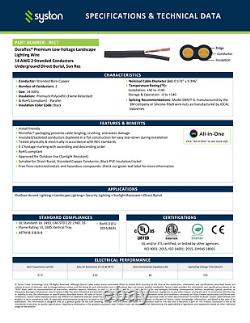 Fil de paysage basse tension Syston 14/2 pour éclairage extérieur câble d'enfouissement direct