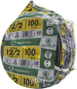 Fil électrique extérieur Southwire, 12/2WG UF 100 pieds en bobine, Approuvé pour le câblage enterré directement