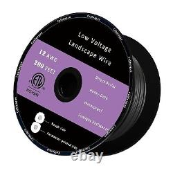 Fil électrique extérieur durable 12/2 de 200 pieds noir pour enfouissement direct
