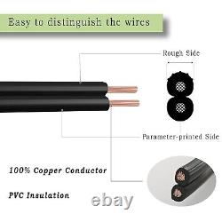 Fil électrique extérieur durable 12/2 de 200 pieds noir pour enfouissement direct