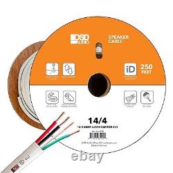 Fil haut-parleur 14/4 250 pieds extérieur classé CL2/CL3 enterré direct en cuivre sans oxygène, blanc