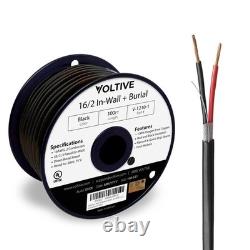 Fil haut-parleur Voltive 16/2, en mur CL3 enterré, noir, 30m 16AWG