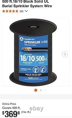 Fil solide Southwire 18/10 pour arrosage souterrain à enfouir direct 500 pieds