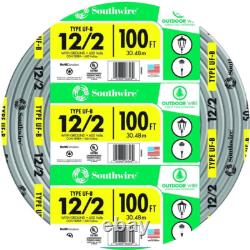 Southwire 13055926 Fil 12/2WG UF de 100 pieds, approuvé pour le câblage enterré direct