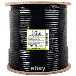 Vrai câble Cat6 à enterrement direct, rembourré de gel, 500 pieds, noir, étanche, CMX